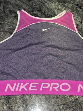 Nike Purple Heathered Racerback Crop Top with Pink Trim